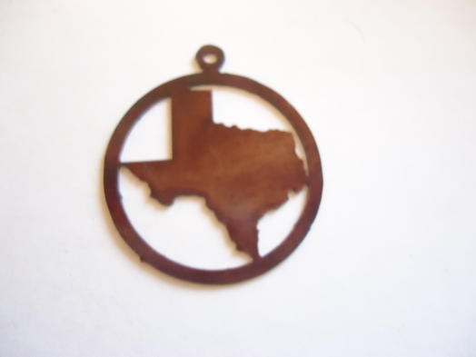(image for) Texas in circle laser cut metal pendant #TSP142